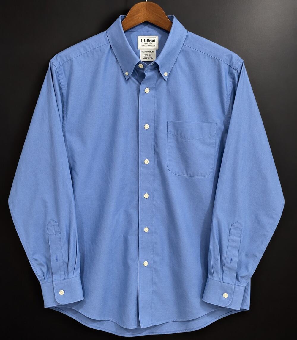 L.L.Bean Mens 15.5 33 Blue Oxford Button Down Shirt Traditional Fit Cotton